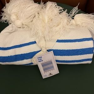 Disney Parks Throw Plaid Manta NWT Coastal Blue White Mickey Mouse